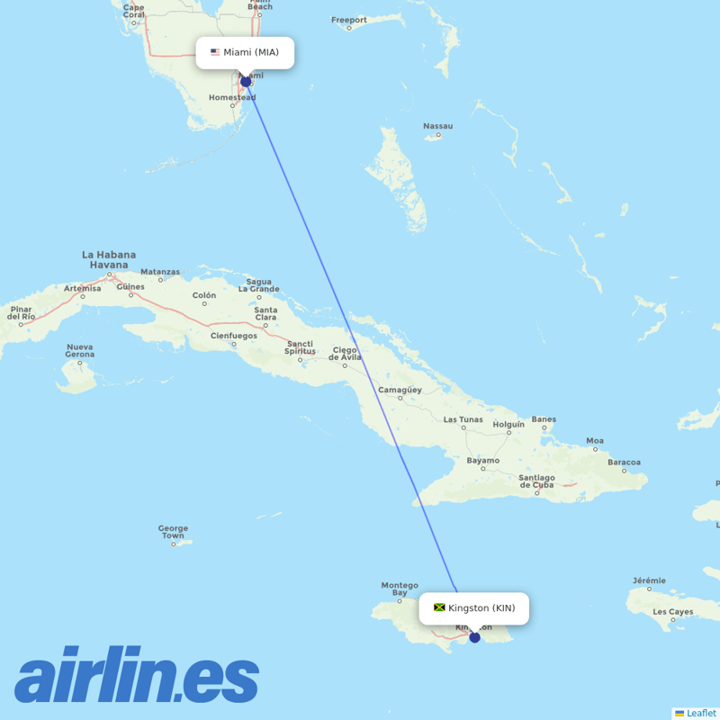 American Airlines from Norman Manley International Airport destination map