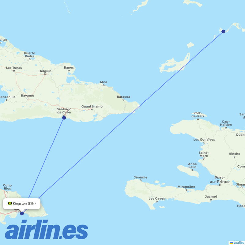 interCaribbean Airways from Norman Manley International Airport destination map
