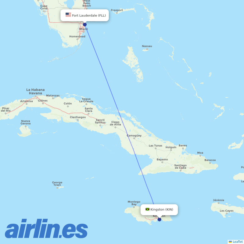 Spirit Airlines from Norman Manley International Airport destination map