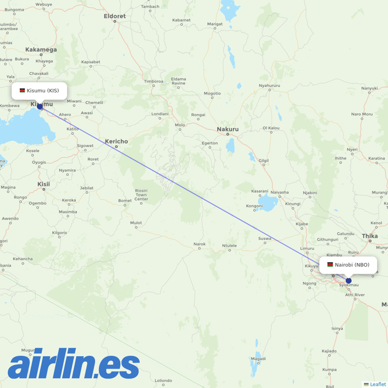 Kenya Airways from Kisumu destination map