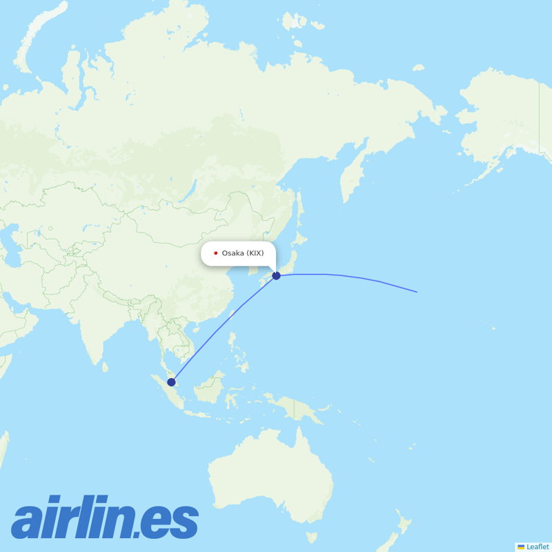 AirAsia X from Kansai International Airport destination map