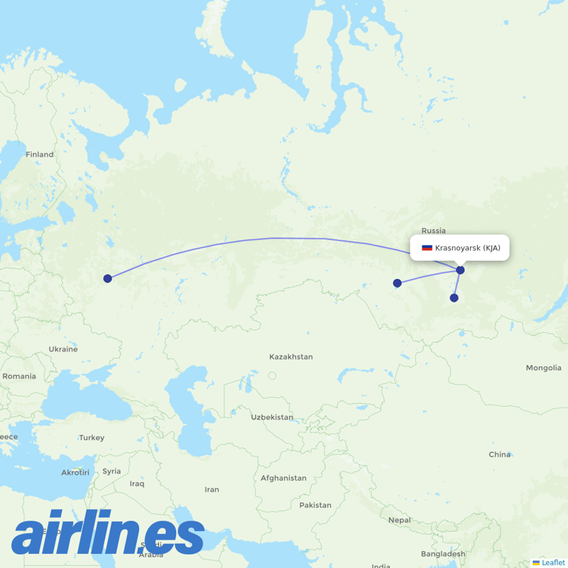 S7 Airlines from Krasnoyarsk International Airport destination map