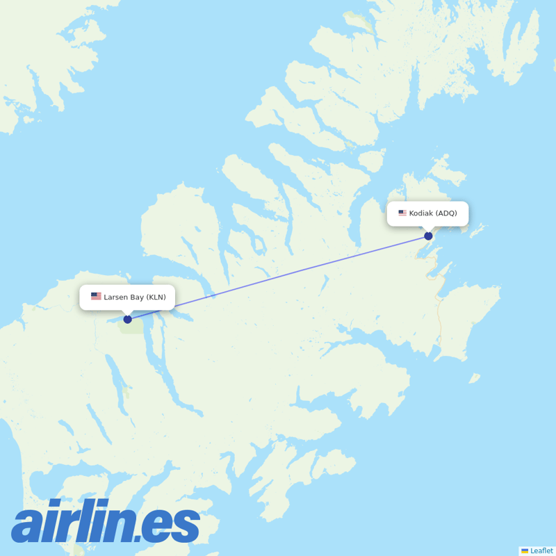 Island Air Service from Larsen Bay Airport destination map