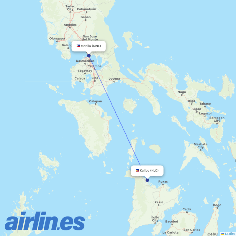 Cebu Pacific Air from Kalibo destination map