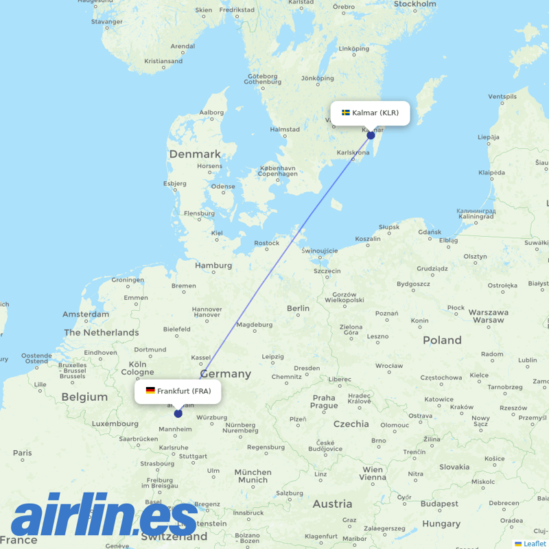 Air Dolomiti from Kalmar destination map