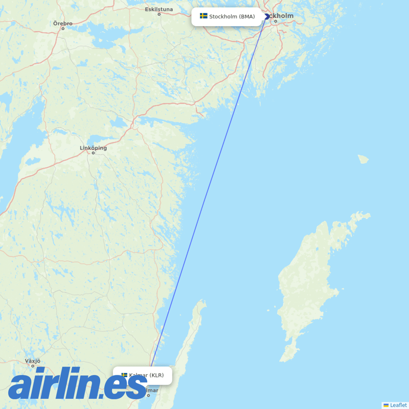 Braathens Regional Airlines from Kalmar destination map