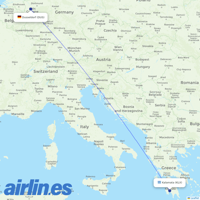 Eurowings from Kalamata destination map