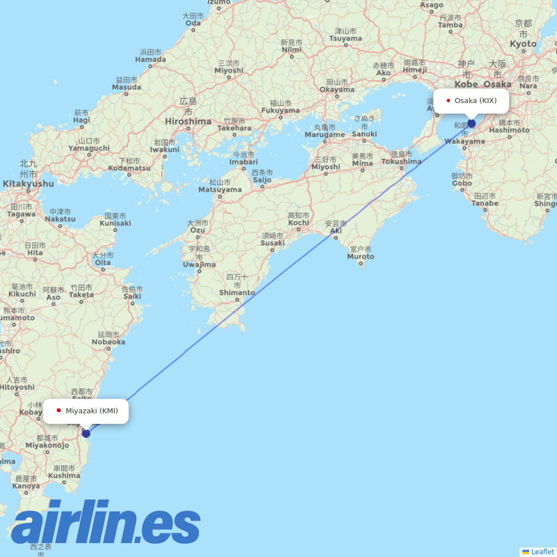 Peach Aviation from Miyazaki Airport destination map