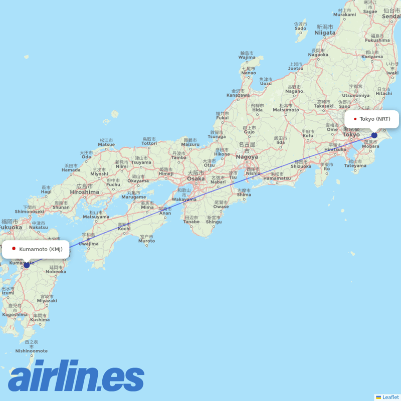 Jetstar Japan from Kumamoto Airport destination map
