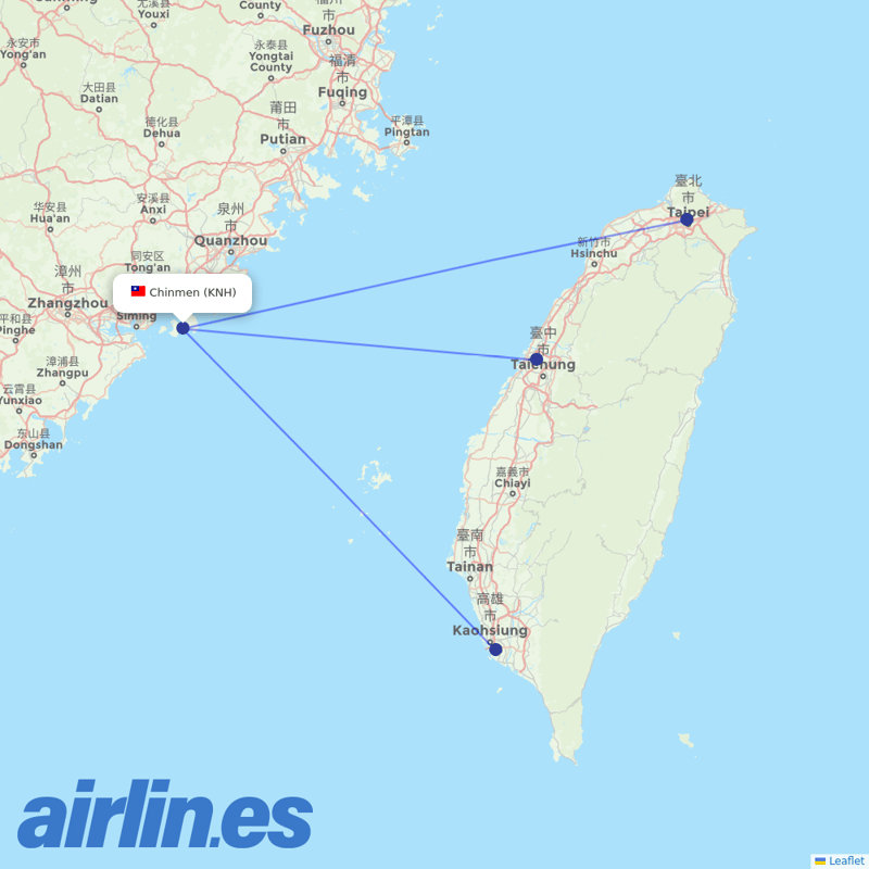 Mandarin Airlines from Shang Yi destination map