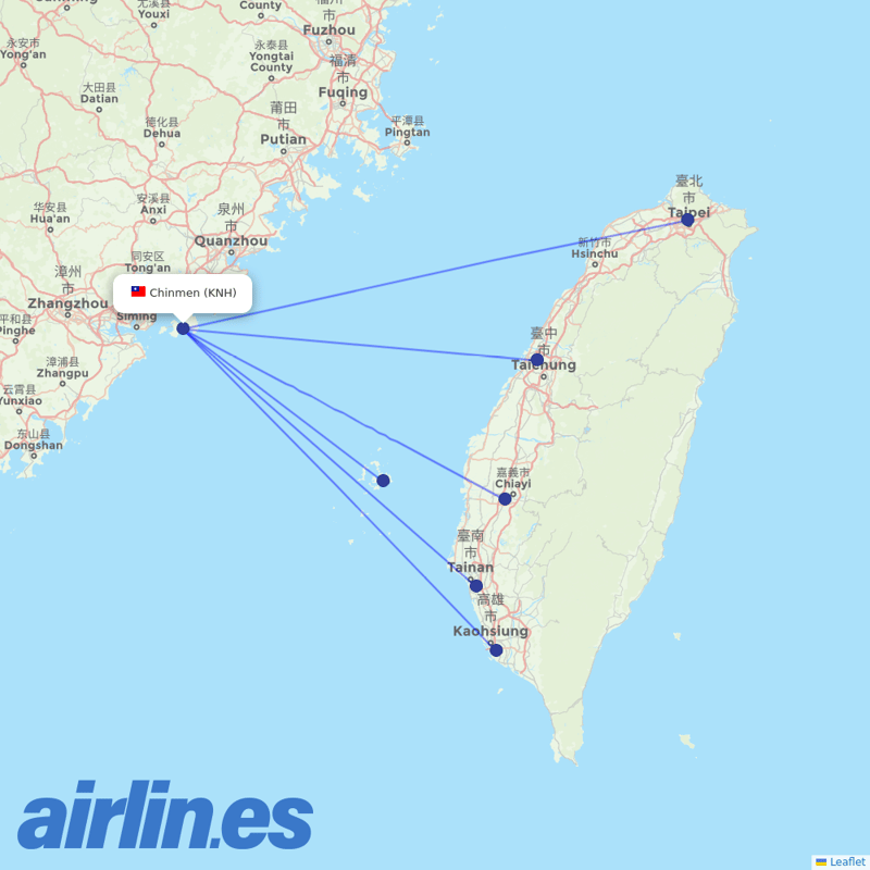 UNI Air from Shang Yi destination map