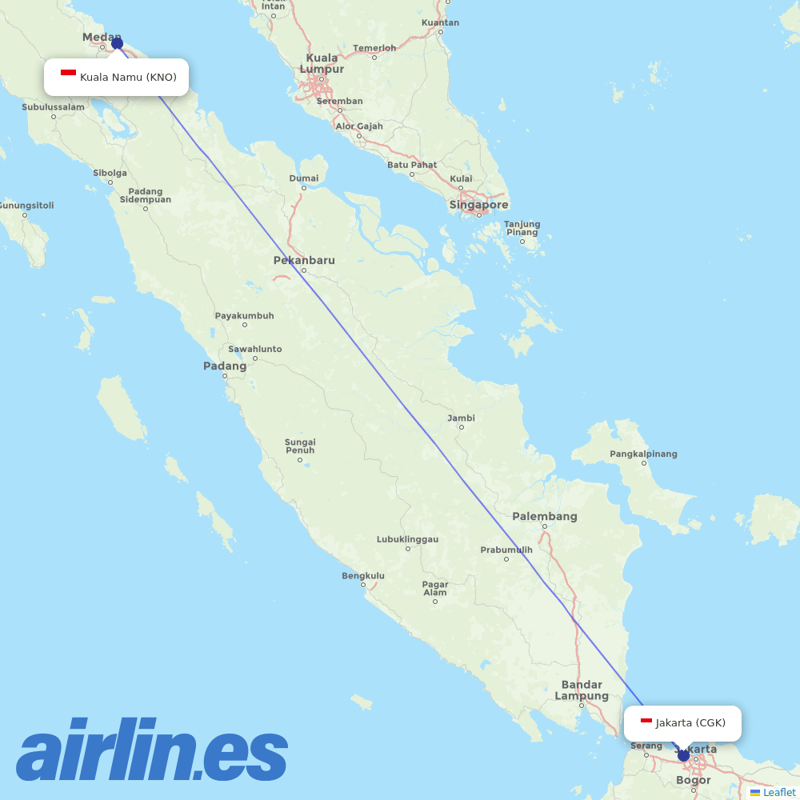 Garuda Indonesia from Knokke destination map