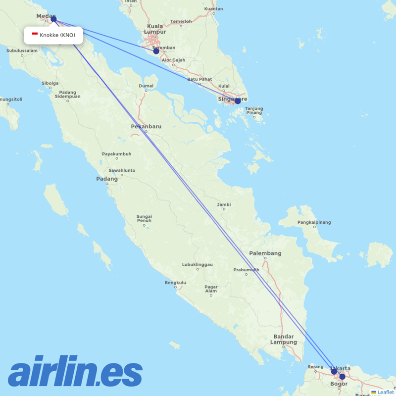 Batik Air from Knokke destination map