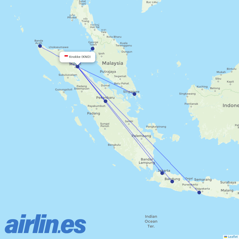 Lion Air from Knokke destination map