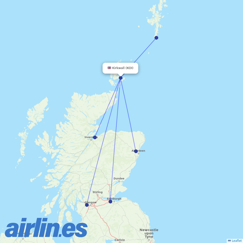 Loganair from Kirkwall destination map