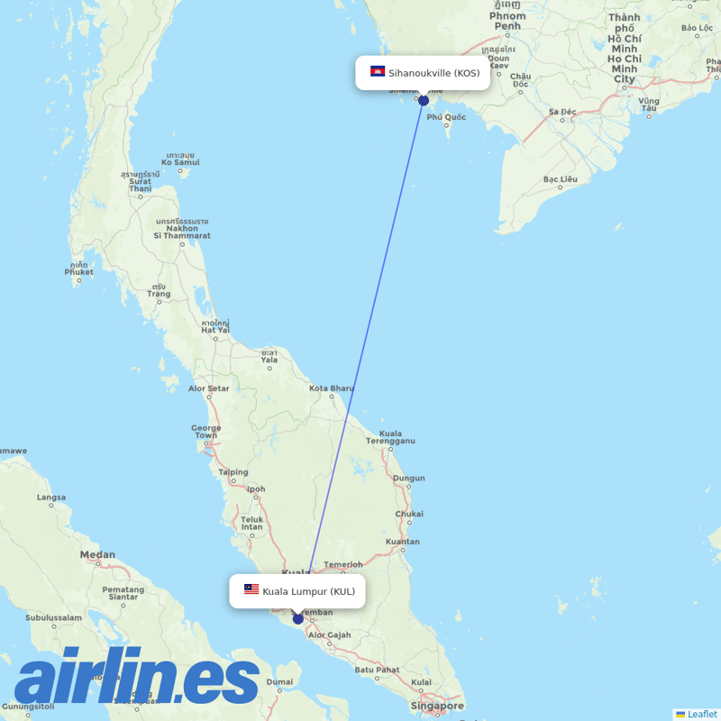 AirAsia from Sihanoukville destination map