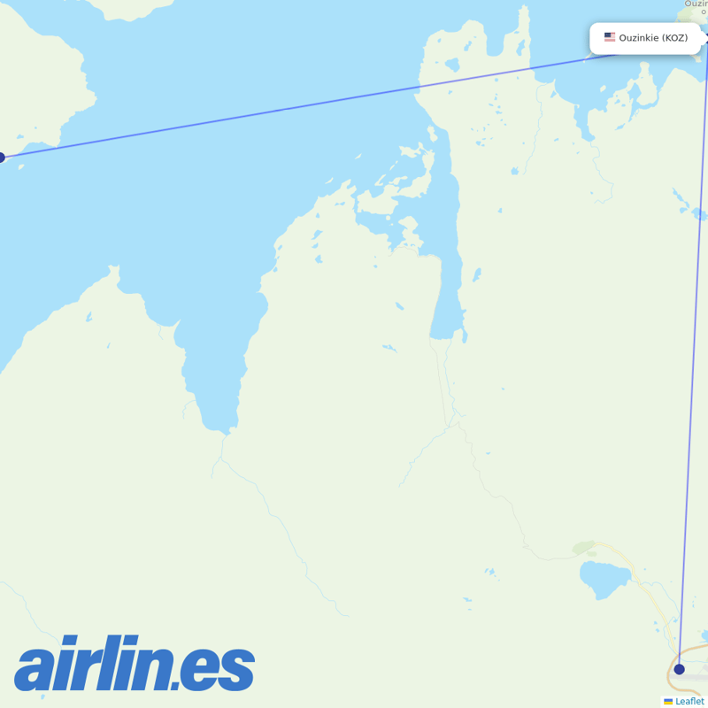 Island Air Service from Ouzinkie Airport destination map