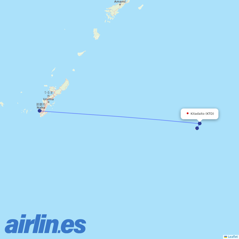 Japan Transocean Air from Kitadaito destination map