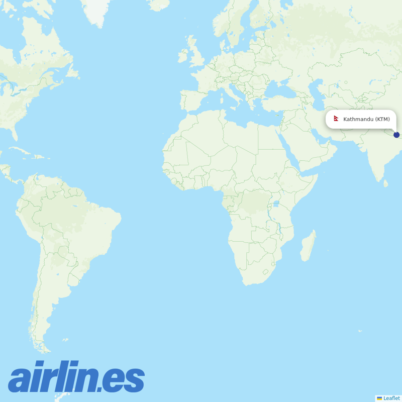 Bhutan Airlines from Tribhuvan International destination map