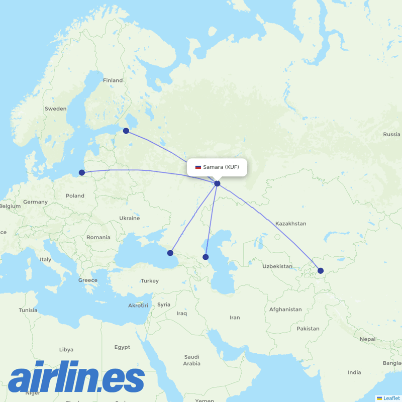 Nordwind Airlines from Kurumoch destination map
