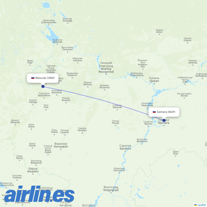 AZUR air from Kurumoch destination map