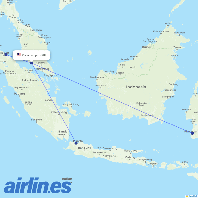 Batik Air from Kuala Lumpur International Airport destination map