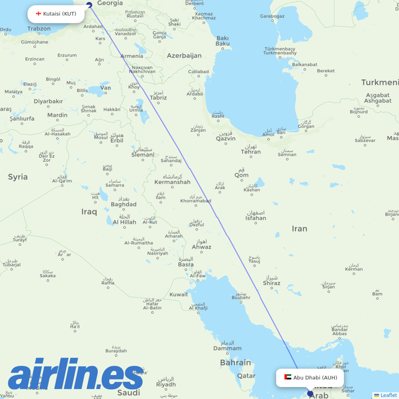 Intercontinental Airways (Gambia) from Kutaisi destination map