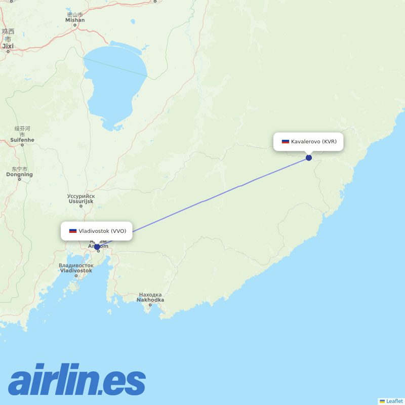 Aurora from Kavalerovo Airport destination map