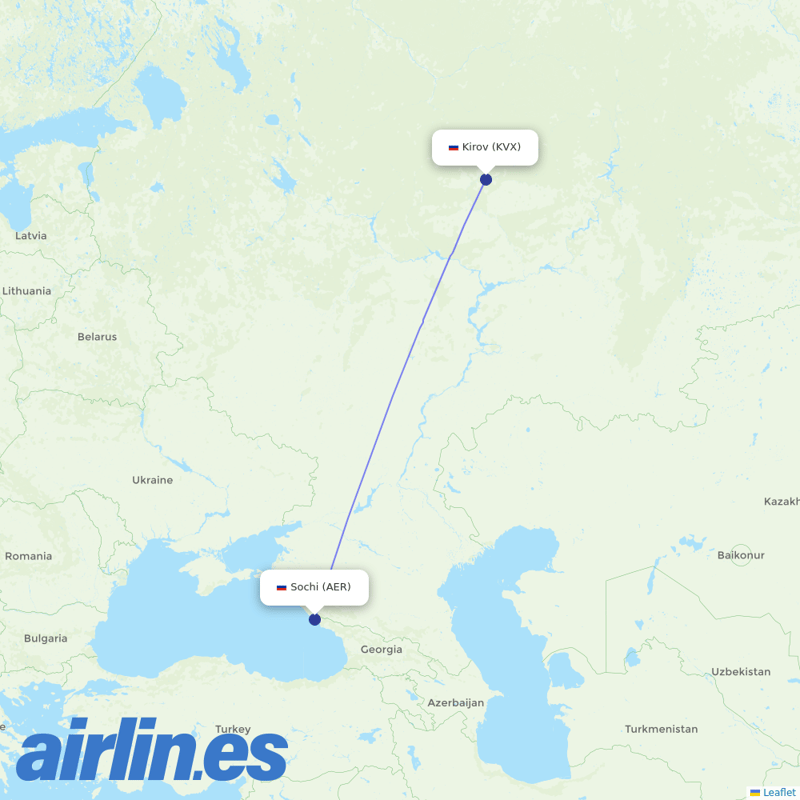 Nordwind Airlines from Pobedilovo Airport destination map