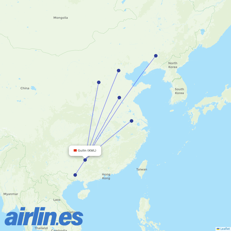 China Southern Airlines from Guilin Liangjiang International Airport destination map