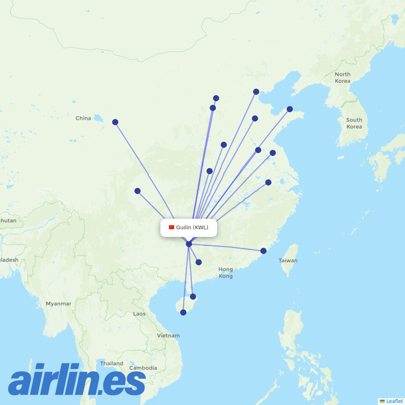 Air Guilin from Guilin Liangjiang International Airport destination map