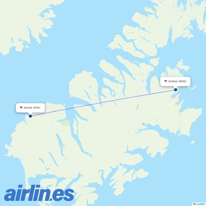 Island Air Service from Karuluk Airport destination map