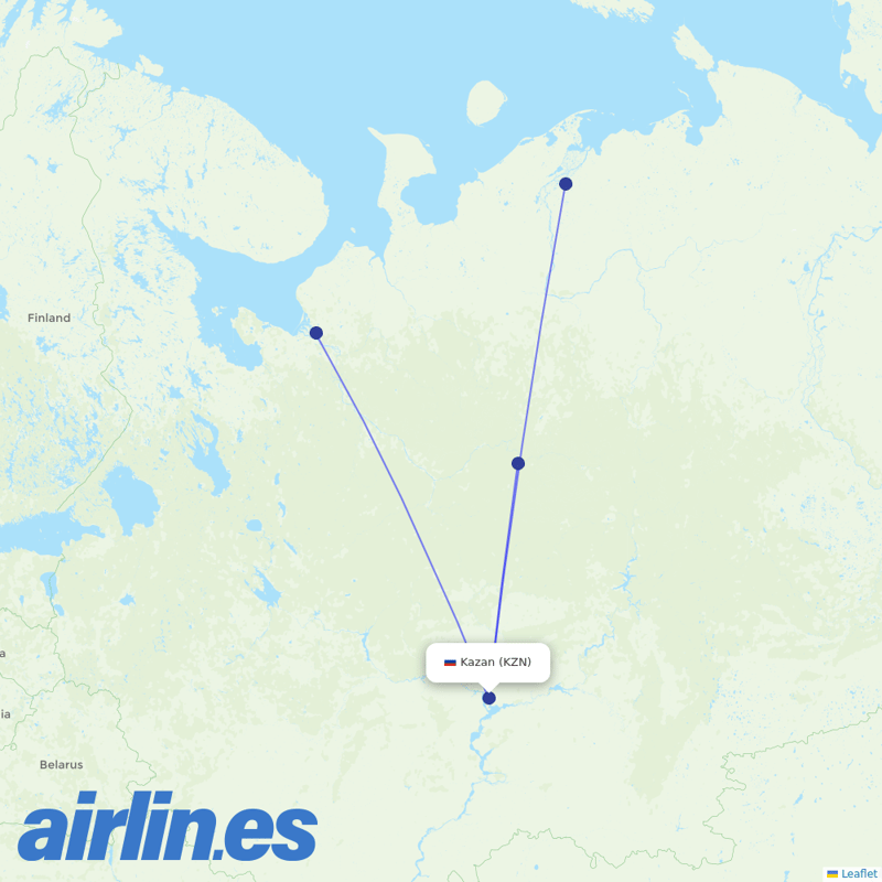 RusLine (Duplicate) from Kazan International Airport destination map
