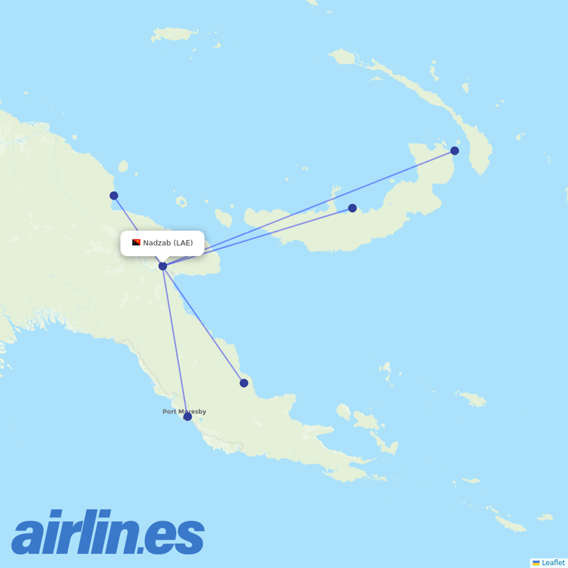 PNG Air from Nadzab destination map