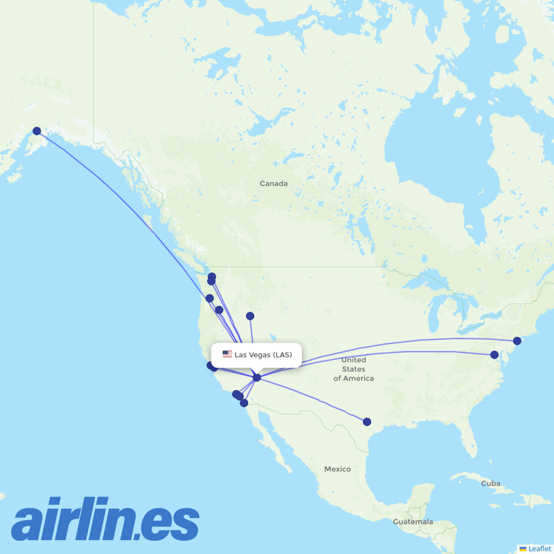 Alaska Airlines from Harry Reid International Airport destination map