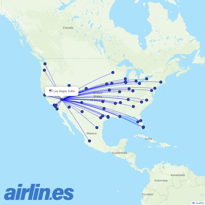 Frontier Airlines from Harry Reid International Airport destination map