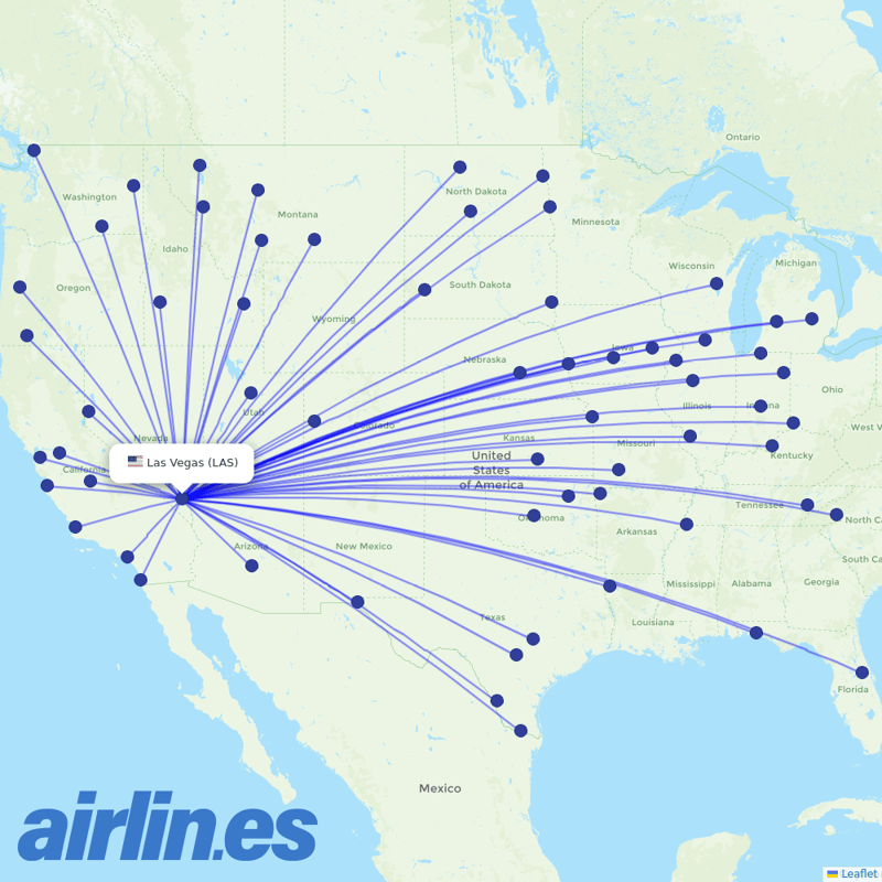 Allegiant Air from Harry Reid International Airport destination map
