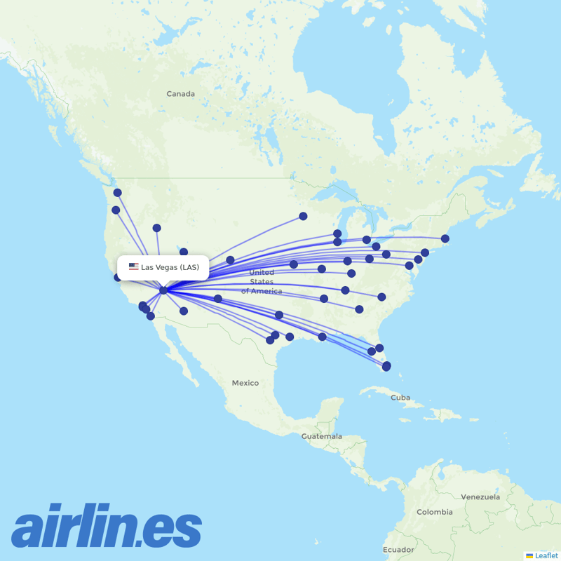 Spirit Airlines from Harry Reid International Airport destination map