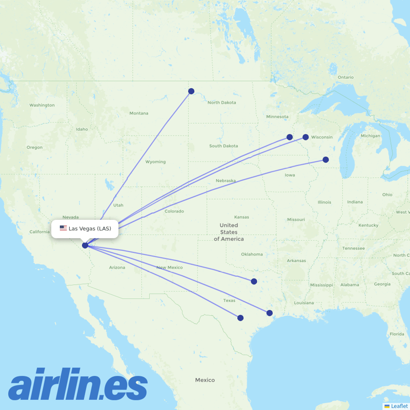 Sun Country Airlines from Harry Reid International Airport destination map