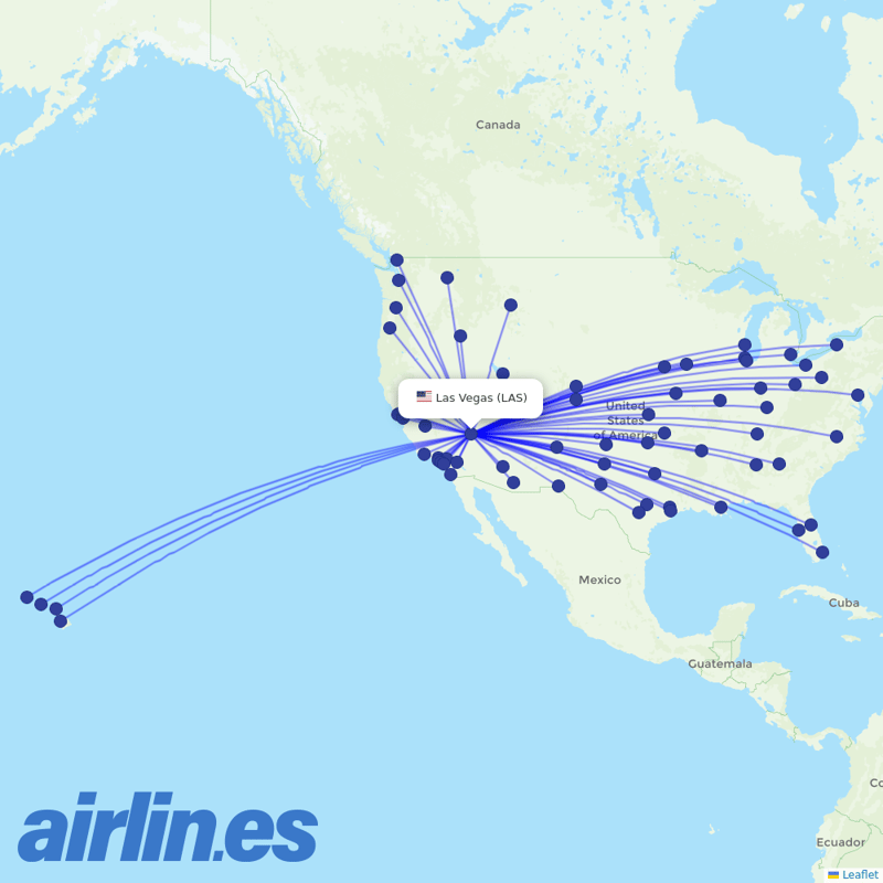 Southwest Airlines from Mc Carran International destination map