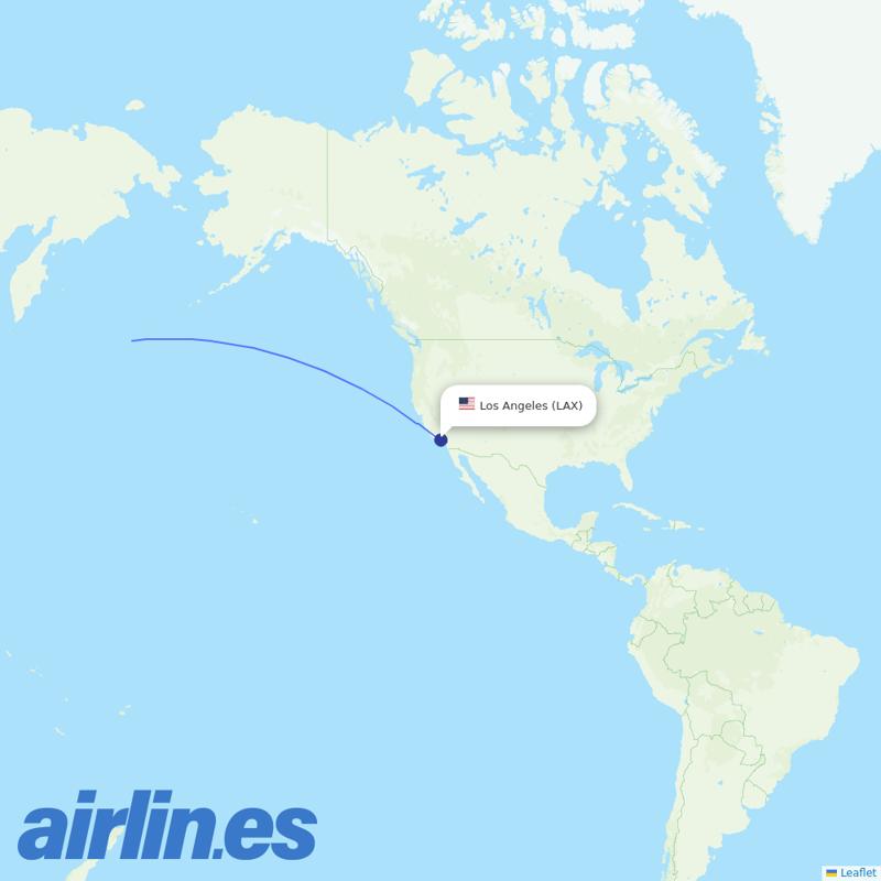 EVA Air from Los Angeles International destination map