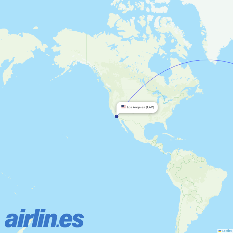 Aer Lingus from Los Angeles International destination map