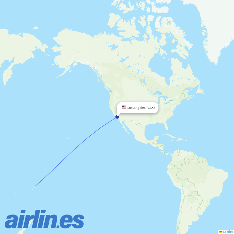 Fiji Airways from Los Angeles International destination map
