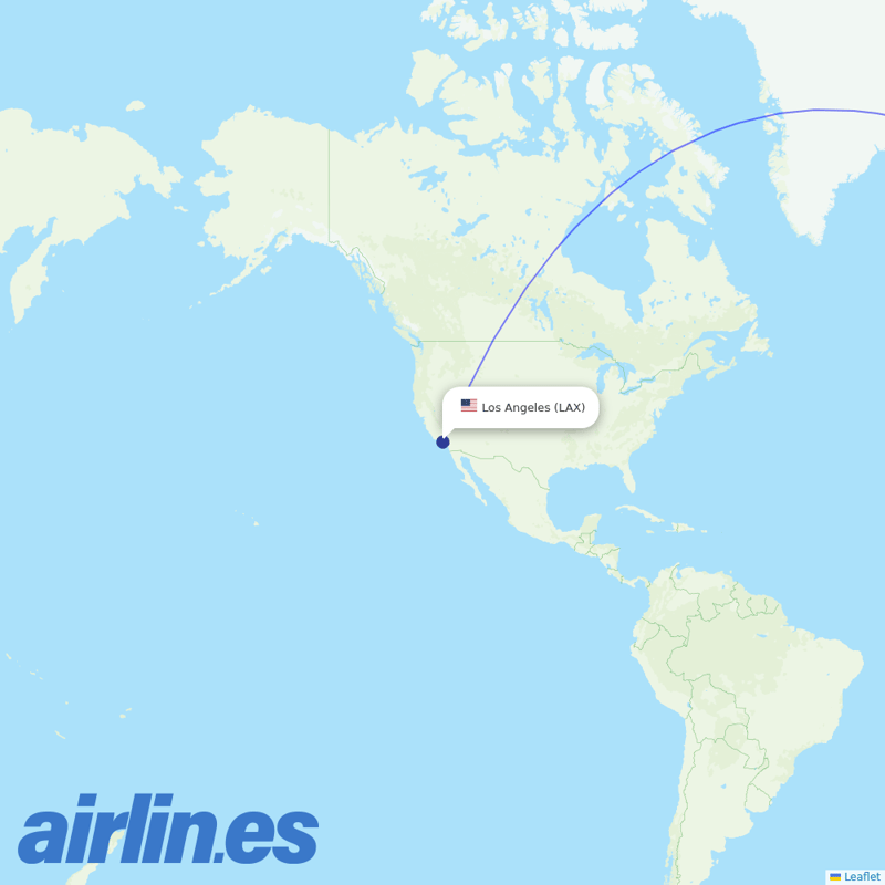 Norse from Los Angeles International destination map