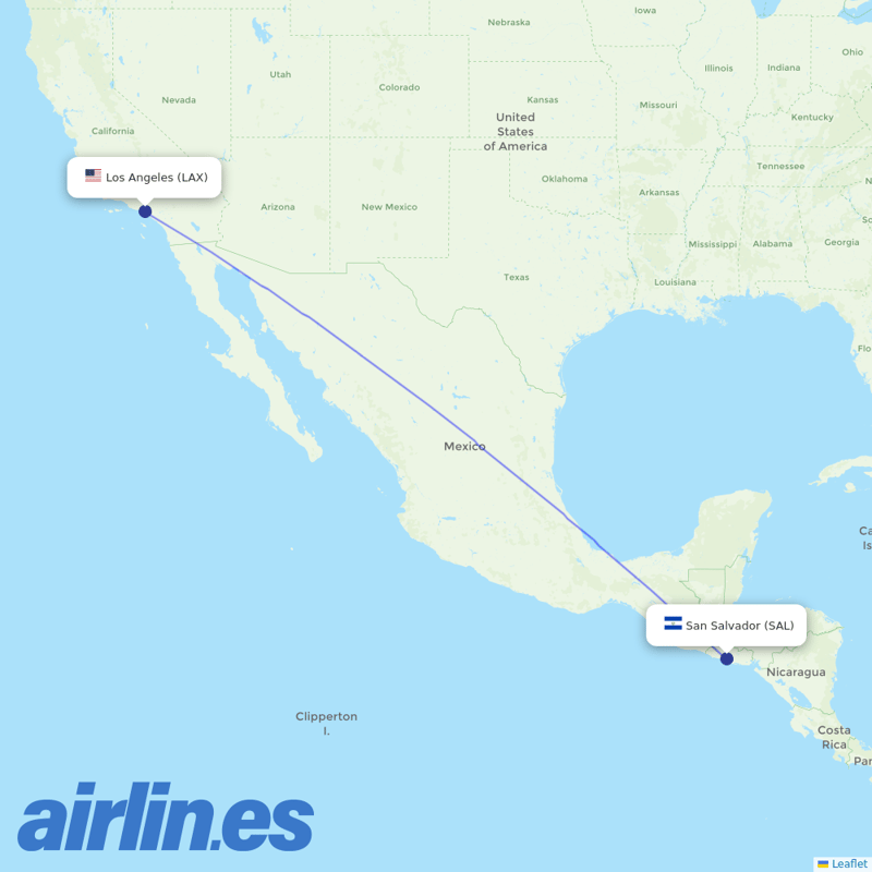 Aerolineas MAS from Los Angeles International destination map