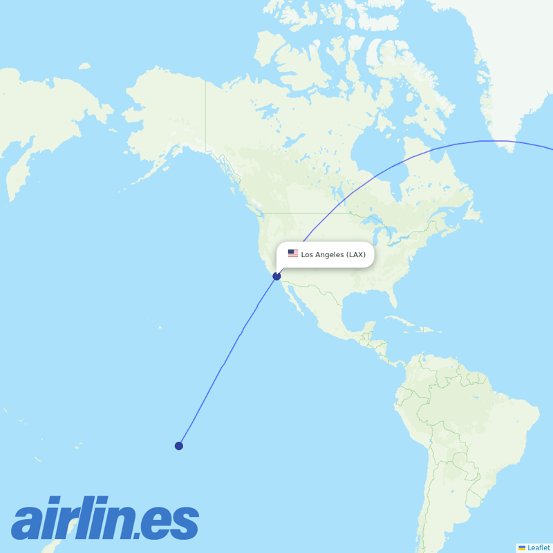 Air Tahiti Nui from Los Angeles International destination map