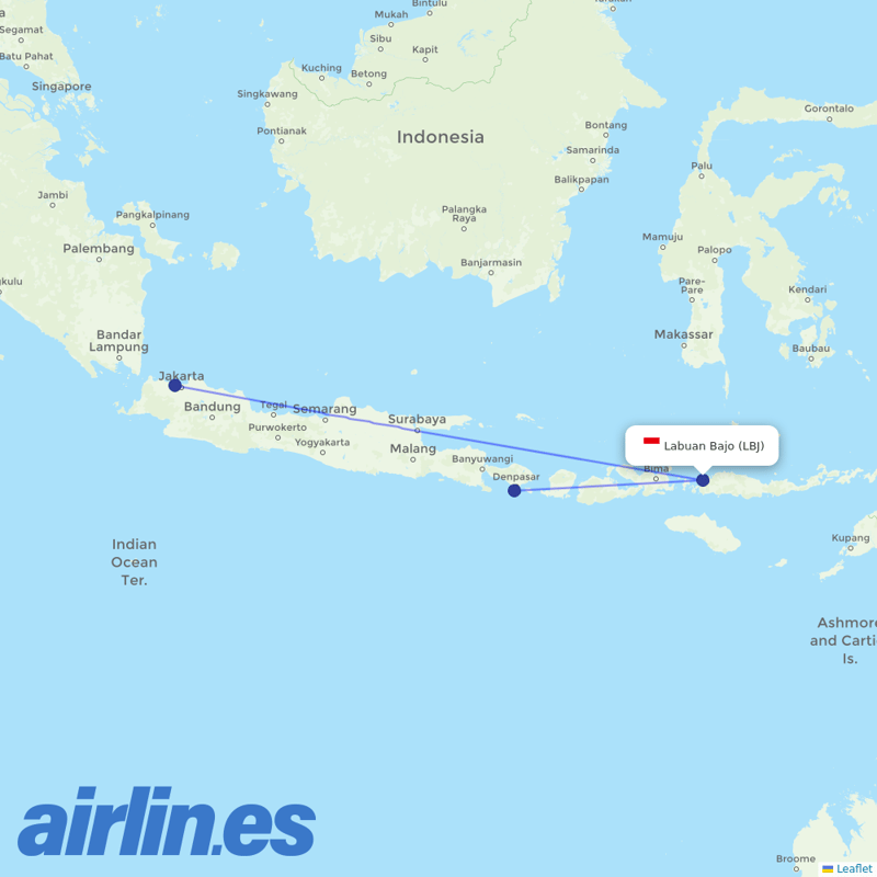 Garuda Indonesia from Labuan Bajo destination map