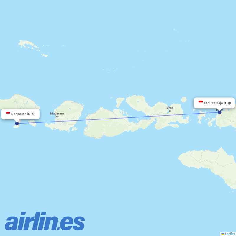Indonesia AirAsia from Labuan Bajo destination map