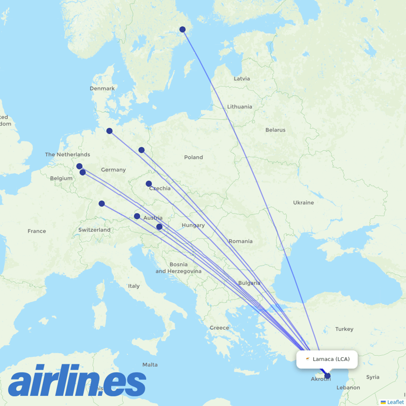 Eurowings from Larnaca Airport destination map