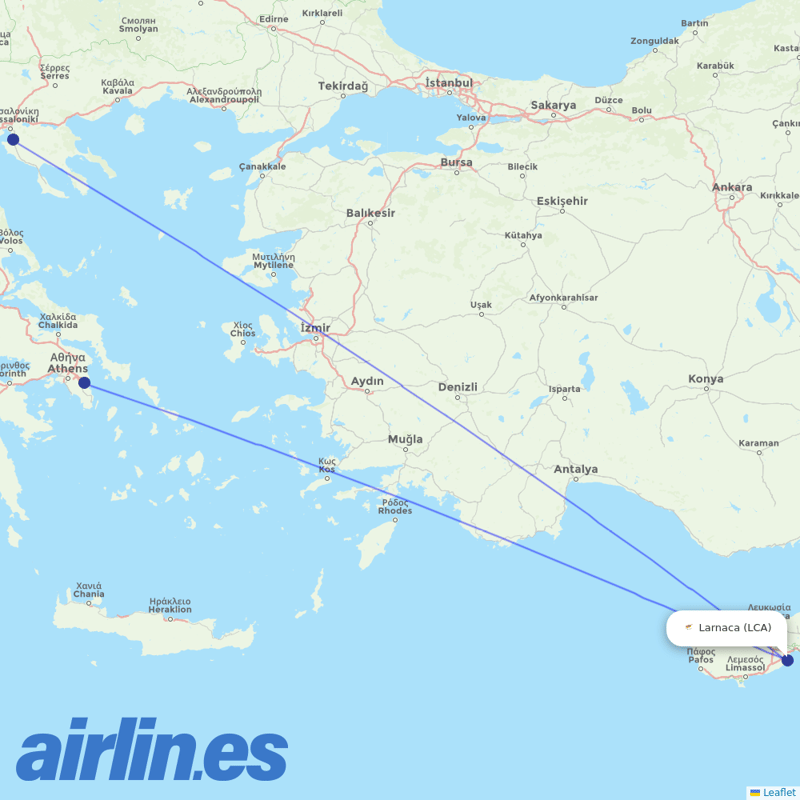Sky Express from Larnaca Airport destination map